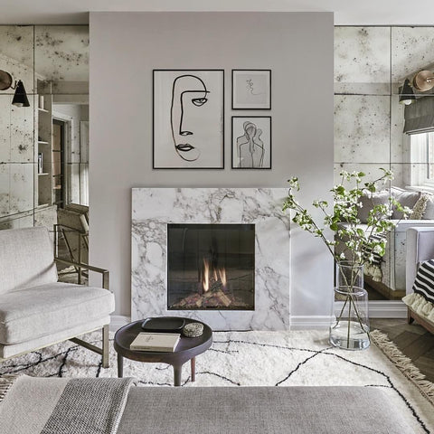 Antiqued Mirror Feature Walls