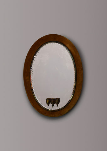 English Velvet Oval Mirror