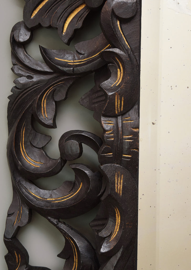 Carved French Ebonised Mirror