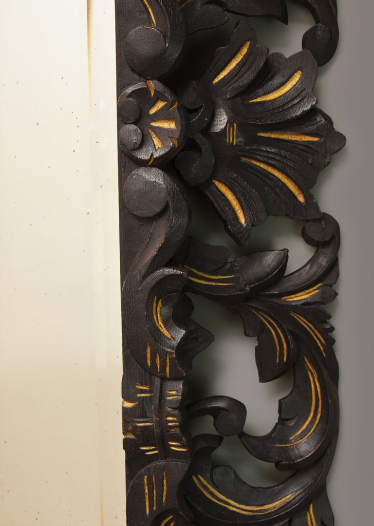 Carved French Ebonised Mirror