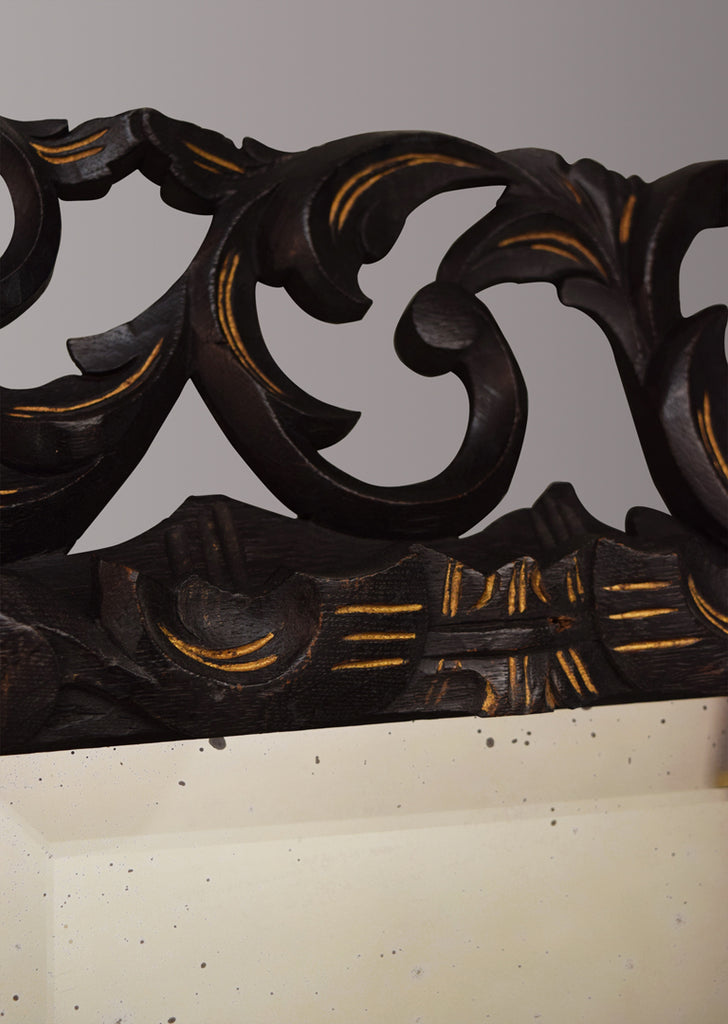 Carved French Ebonised Mirror