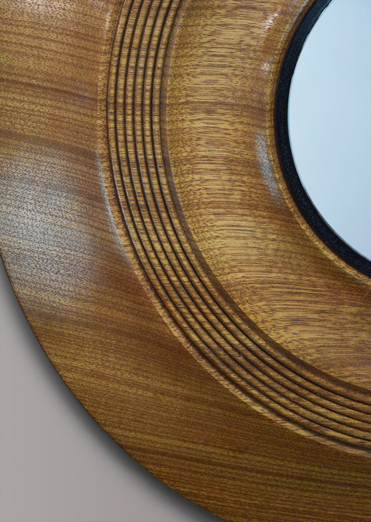 Walnut Round Mirror
