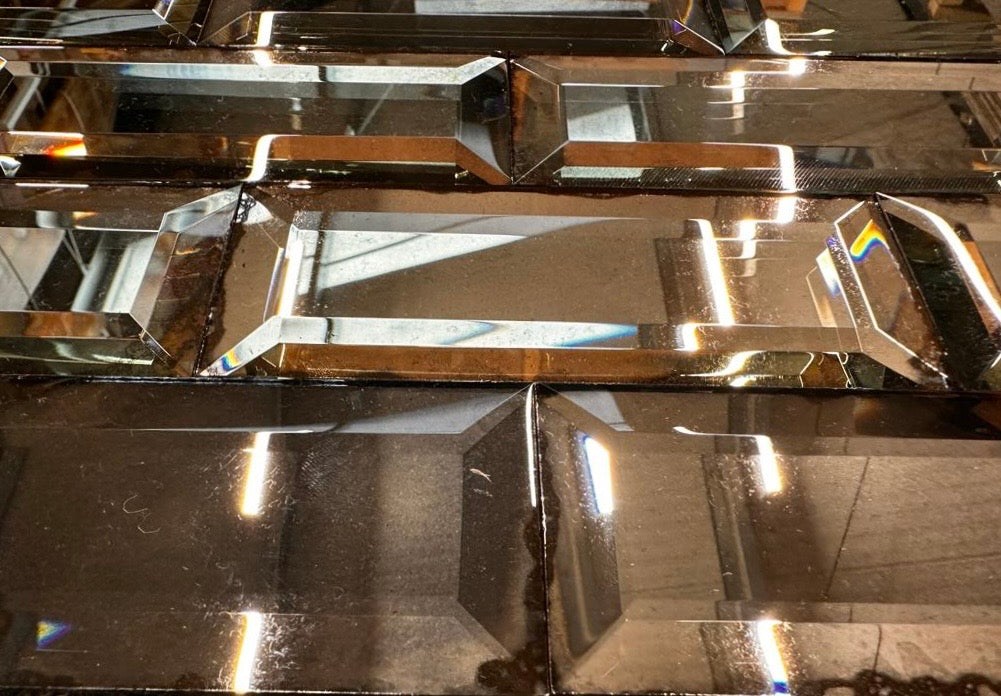 Bevelled Antique Mirror Tiles with Bronze Backing Paint - Short