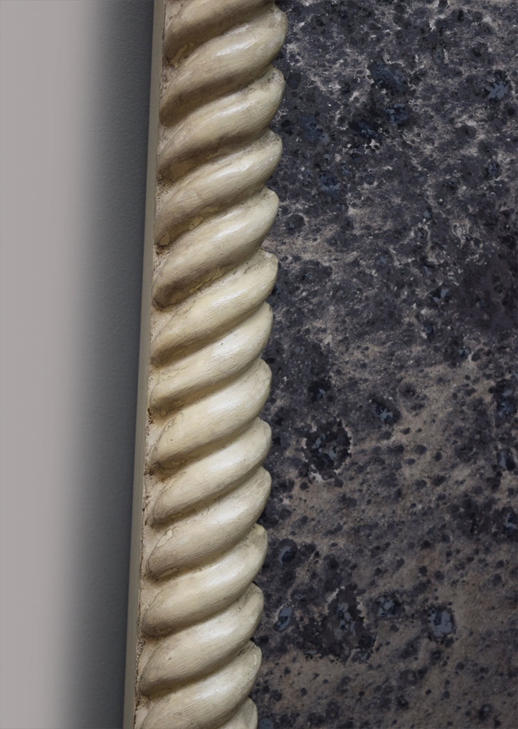 Aged Off White Lacquer Rope Frame