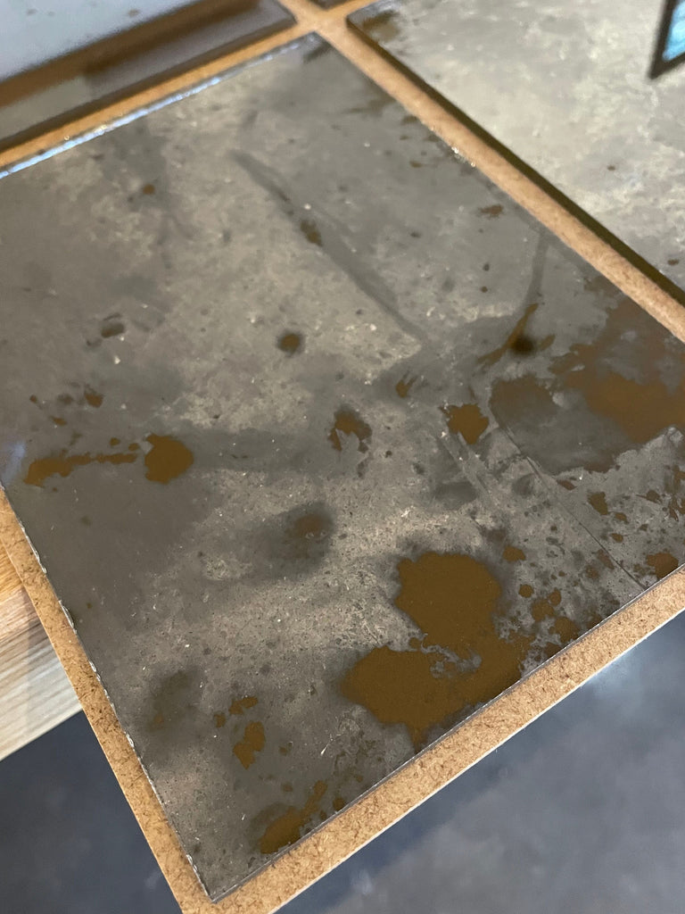 Heavily Oxidised with Bronze Backing Paint Sample