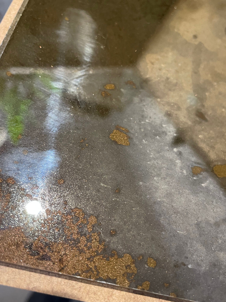 Heavily Oxidised with Bronze Backing Paint Sample