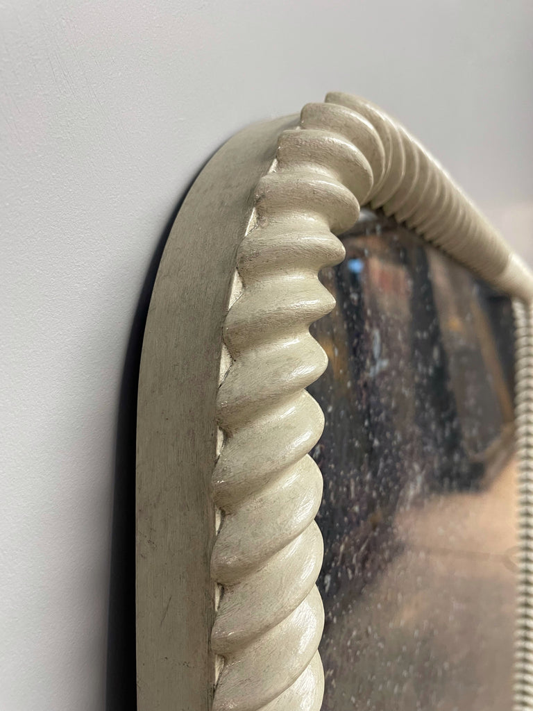 Aged Off White Lacquer Rope Frame