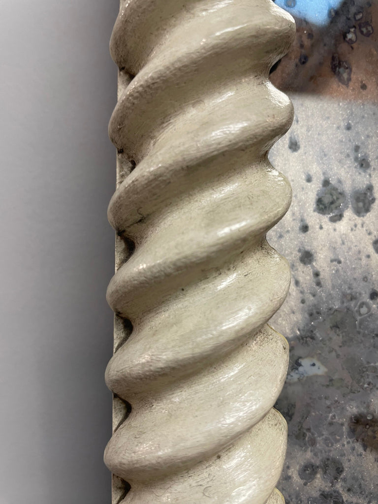 Aged Off White Lacquer Rope Frame