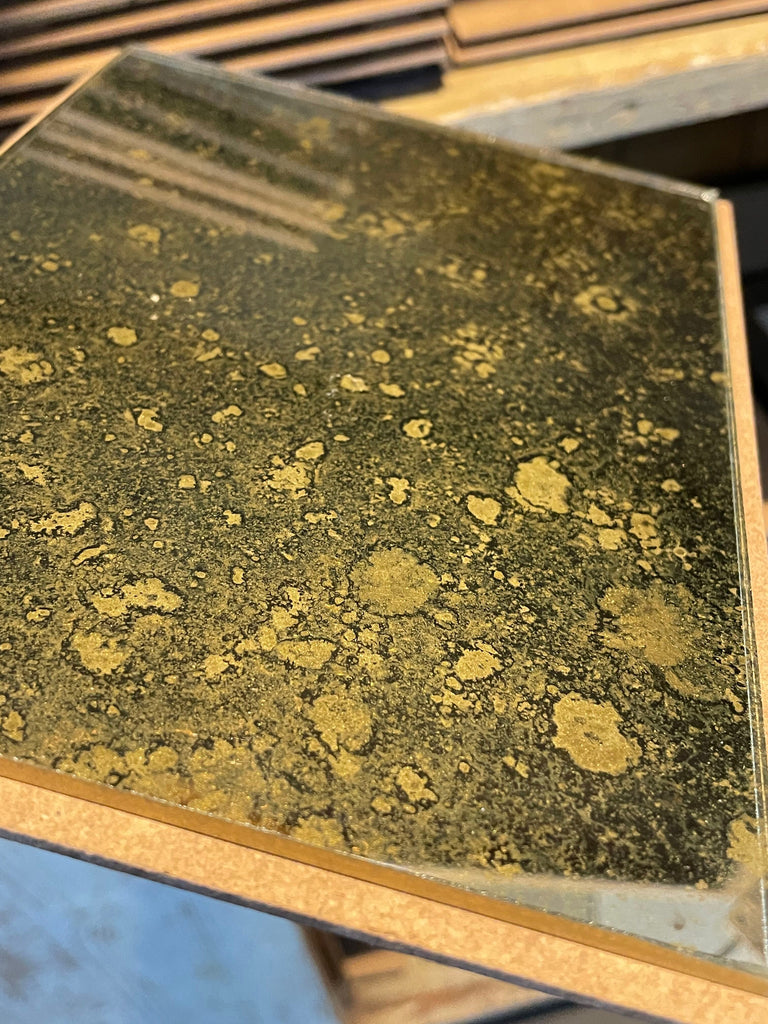 Really Rough with Gold Backing Paint on Clear Finish
