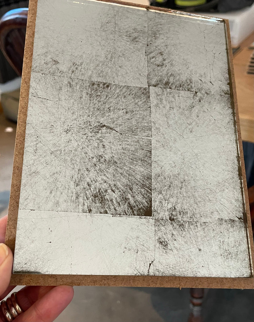 Silver Leaf Weathered with Bronze Backing Paint Sample