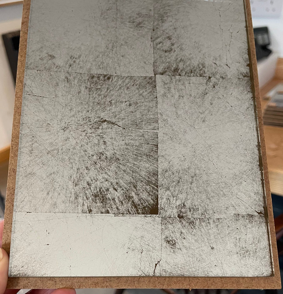 Silver Leaf Weathered with Bronze Backing Paint Sample