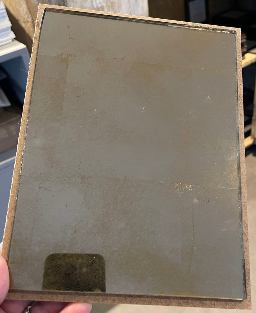 Silver Leaf Weathered Gold on Bronze Tinted Glass Sample