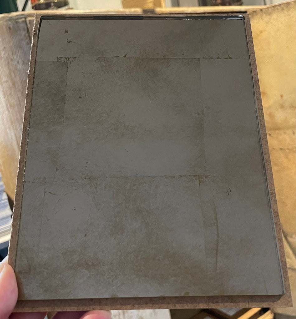 Silver Leaf Weathered Gold on Bronze Tinted Glass Sample