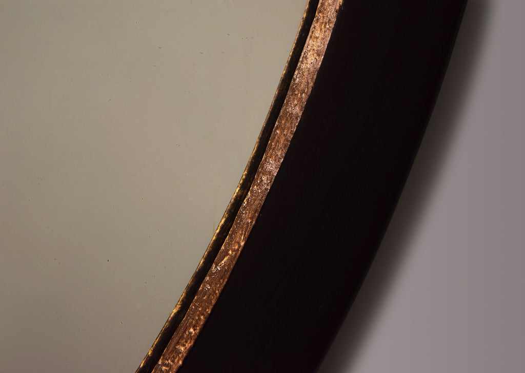 Large Ebonised & Gilt Oval Mirror