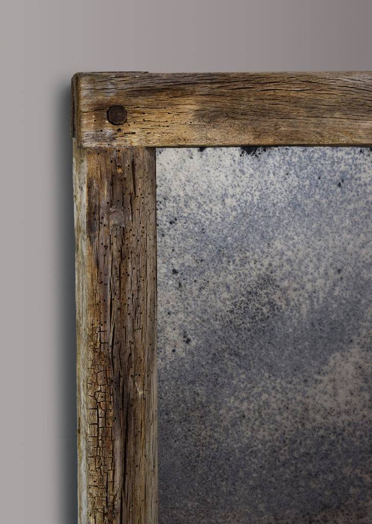 Vintage Oak Framed Window Mirror