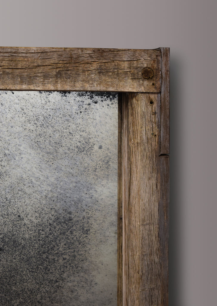 Vintage Oak Framed Window Mirror