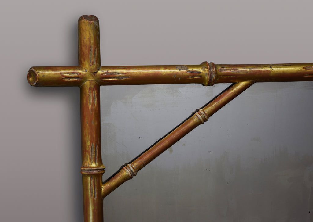 Gilt Faux Bamboo Overmantel Mirror