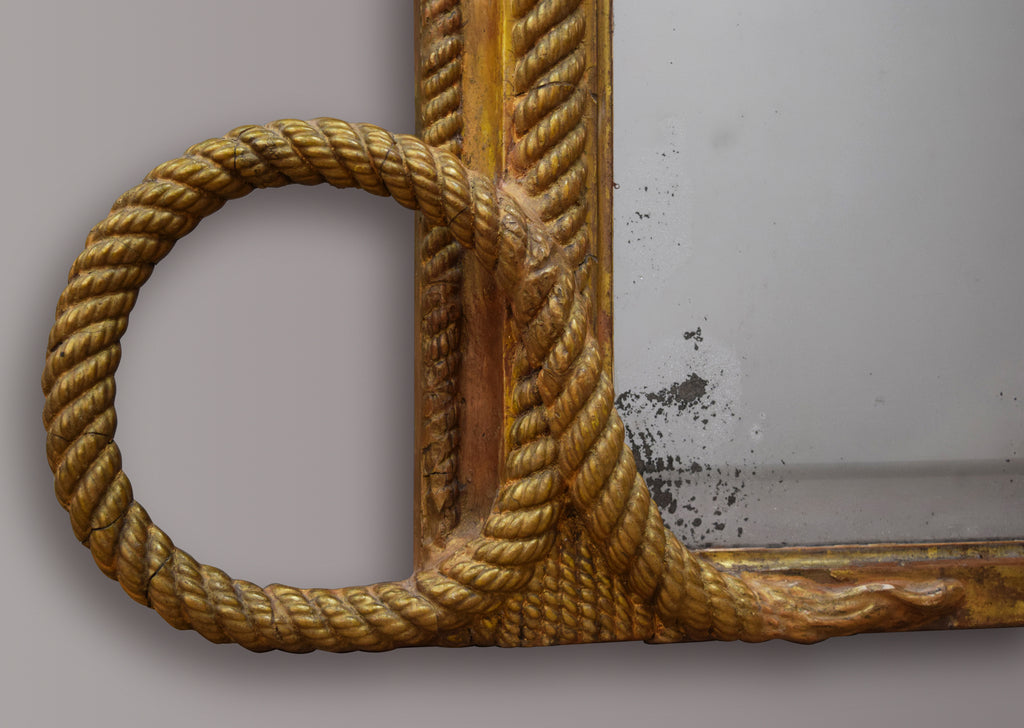 English Gilt Rope Twist Overmantel Mirror