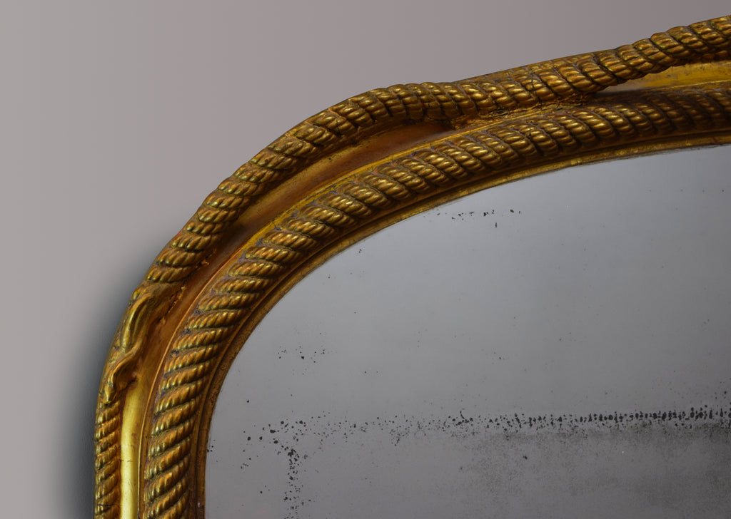 English Gilt Rope Twist Overmantel Mirror