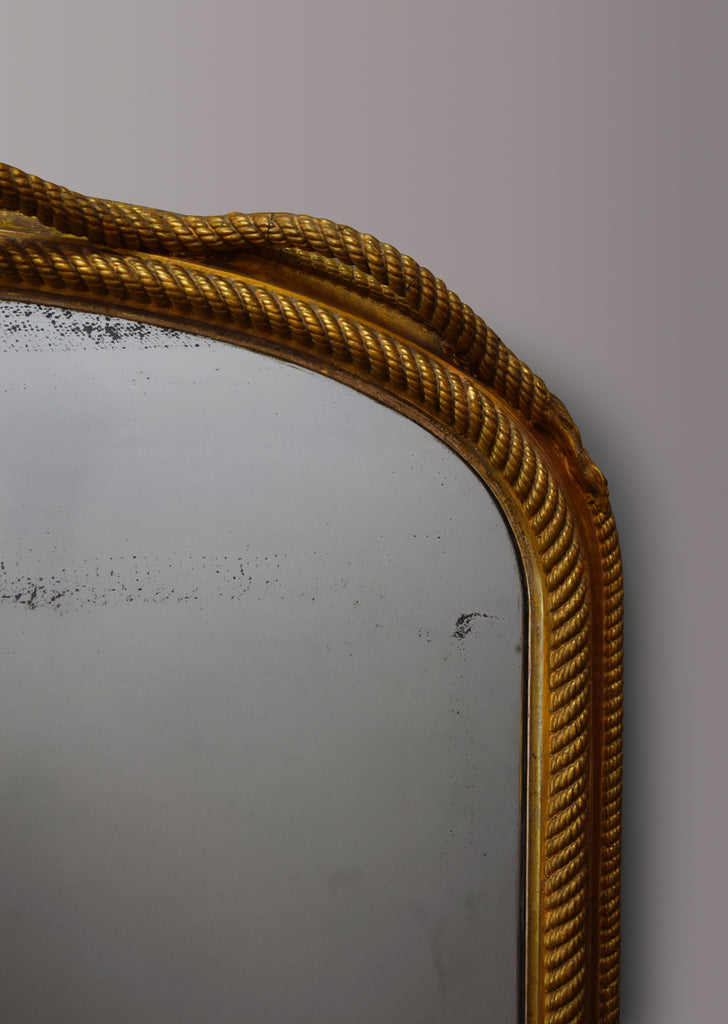 English Gilt Rope Twist Overmantel Mirror