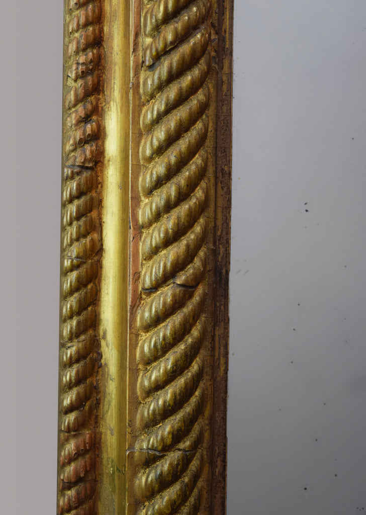 English Gilt Rope Twist Overmantel Mirror