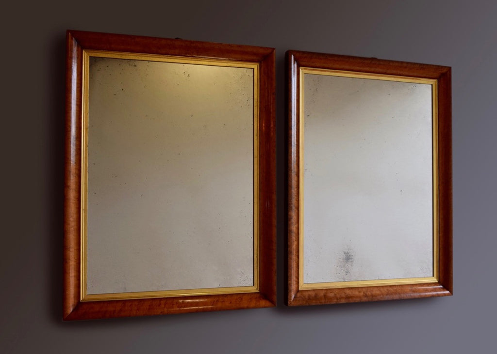 Pair of English Birds Eye Maple Mirrors