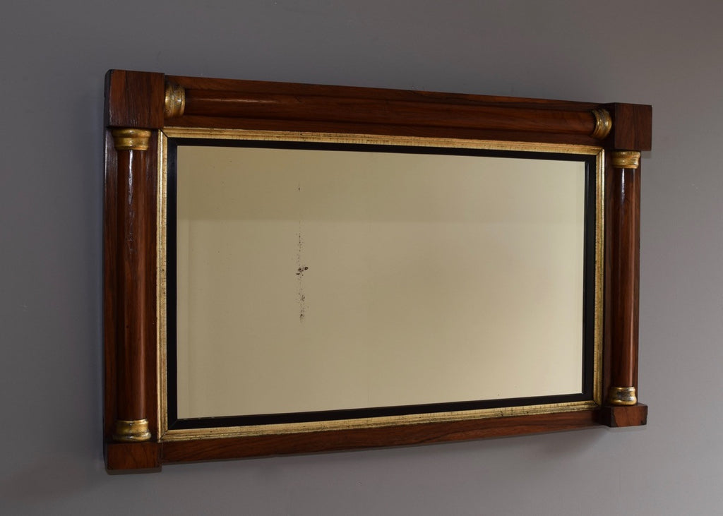English Rosewood & Gilt Overmantle Mirror