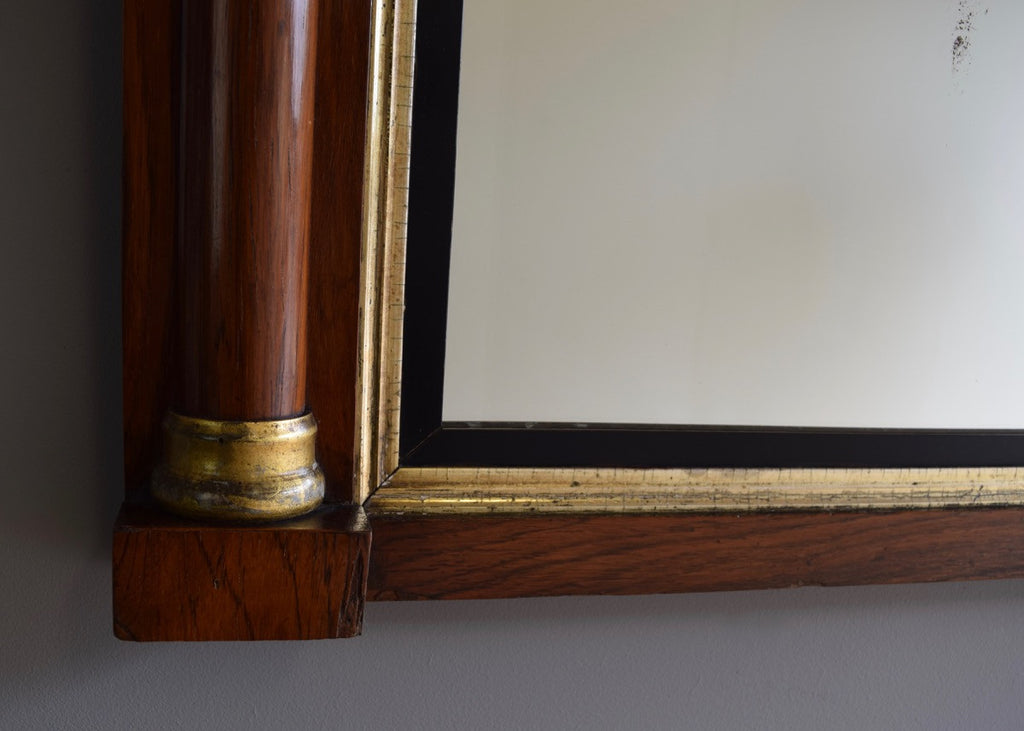 English Rosewood & Gilt Overmantle Mirror