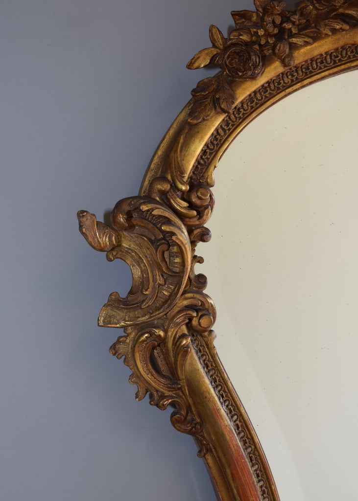 French Gilt Crested Mirror
