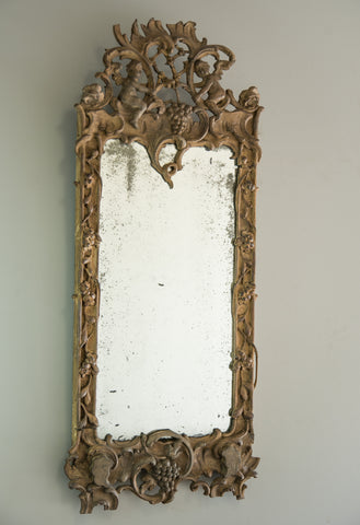 Carved Scandinavian Mirror | Rough Old Glass