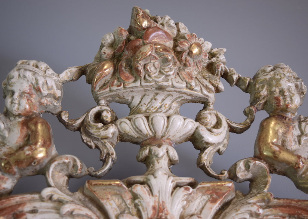 French Cherub Crested Mirror