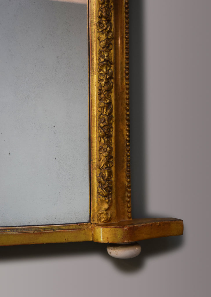 Gilt Overmantel Mirror with Ceramic Feet