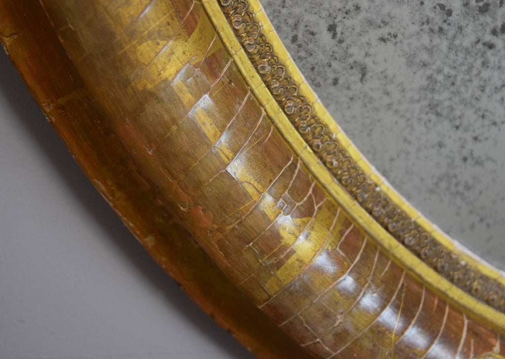 Mid 19th Century Worn Gold French Oval Mirror