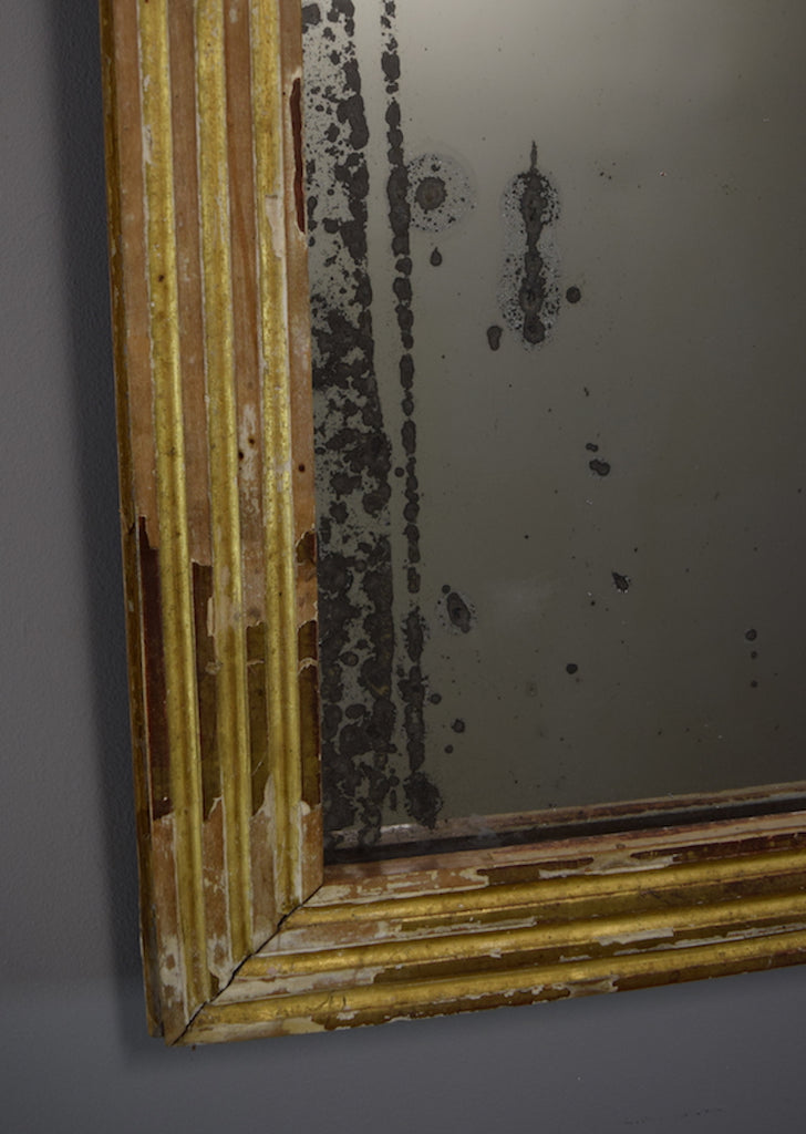 Mid 19th Century French Gold Gilt Reeded Mirror