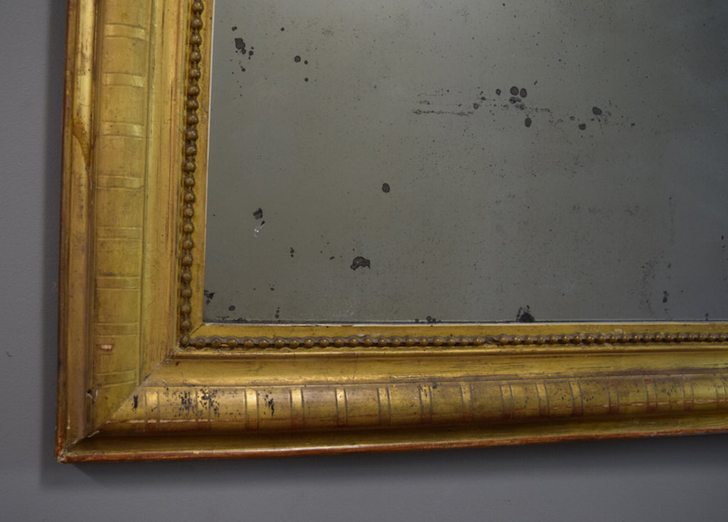 Late 19th Century French Gilt Mirror with Engraved Surface