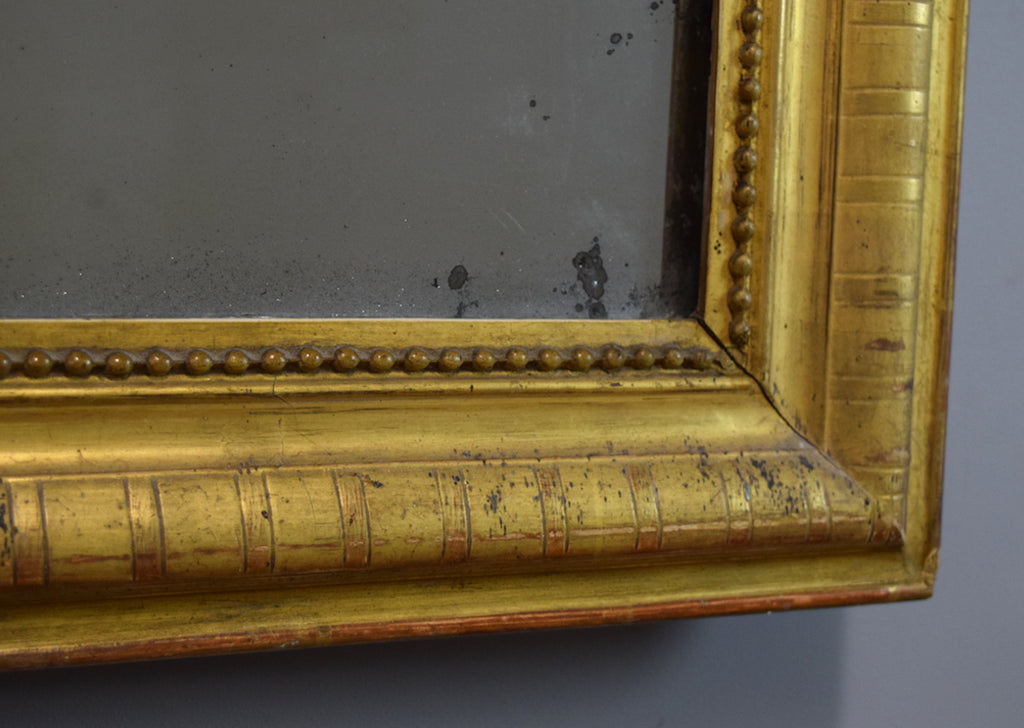 Late 19th Century French Gilt Mirror with Engraved Surface