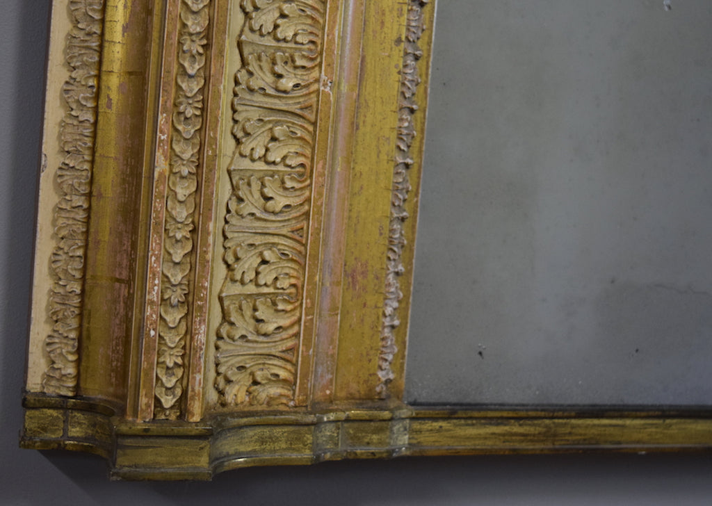 Late 19th Century Gilt Overmantel Mirror with Brass Plinth