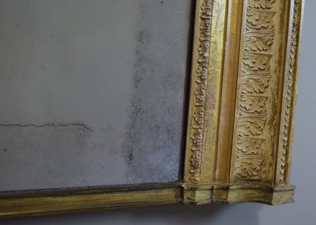 Late 19th Century Gilt Overmantel Mirror with Brass Plinth