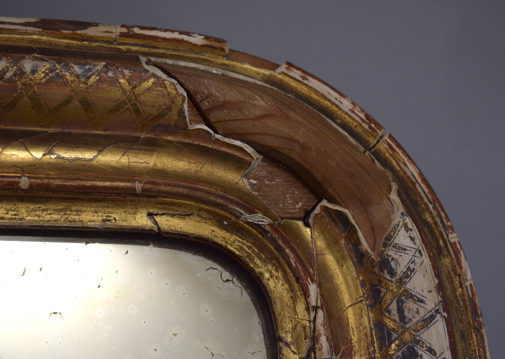 Late 19th Century Distressed French Gilt Mirror