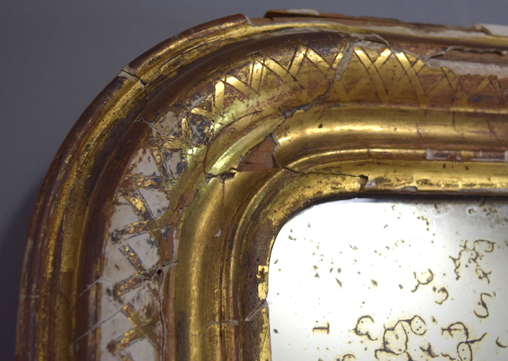 Late 19th Century Distressed French Gilt Mirror