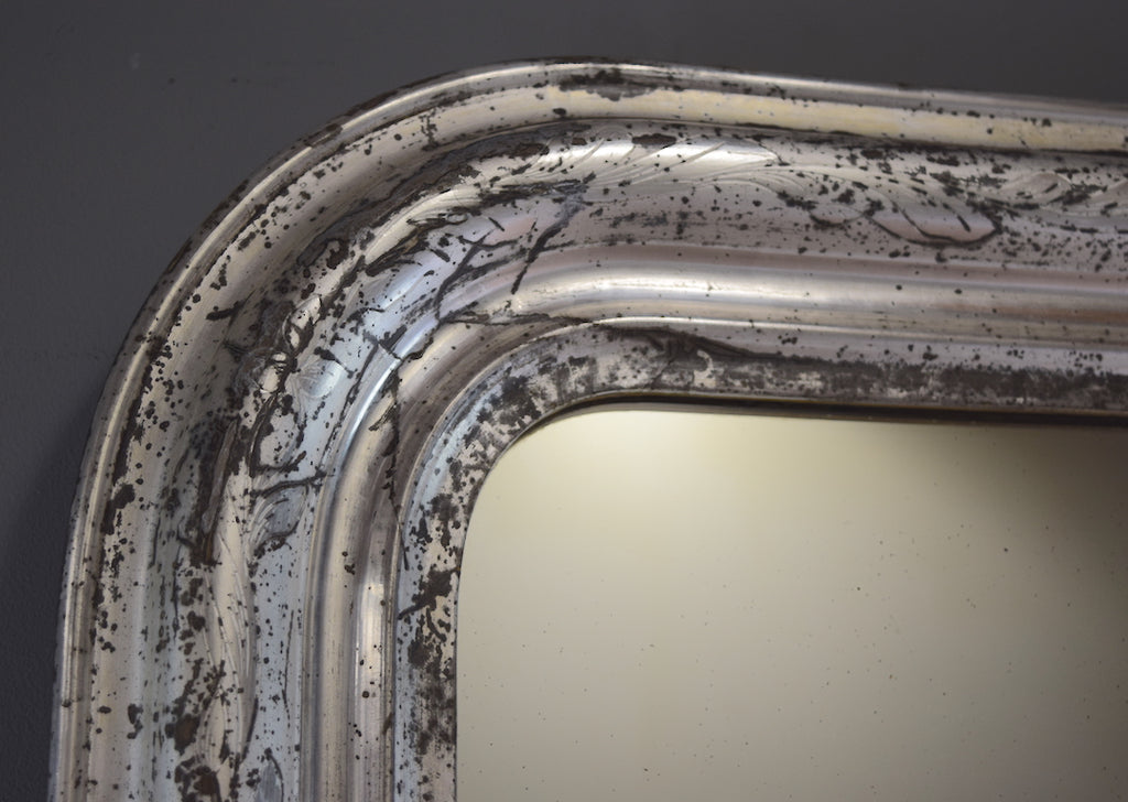 Late 19th Century French Silver Gilt Mirror with Floral Engravings