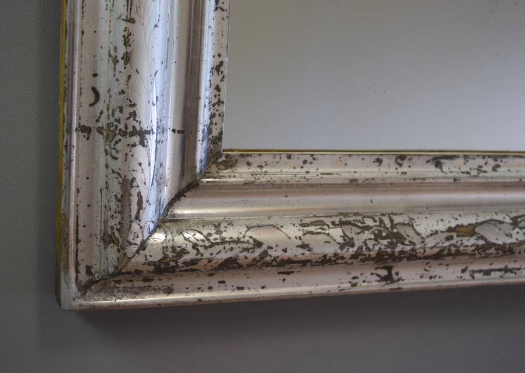 Late 19th Century French Silver Gilt Mirror with Floral Engravings