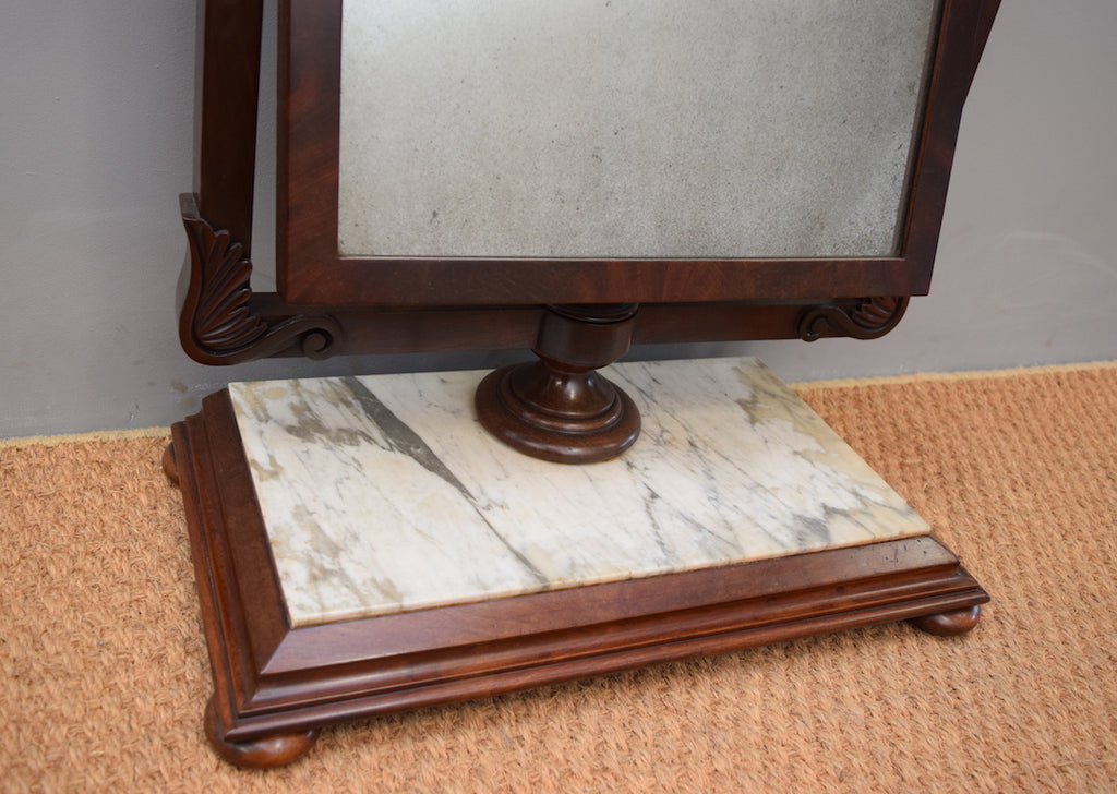 English Mahogany & Marble Dressing Table Mirror