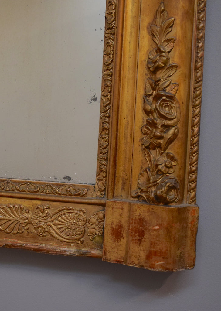 Mid 19th Century Worn Bronze French Gilt Mirror
