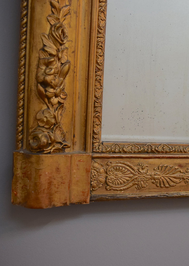 Mid 19th Century Worn Bronze French Gilt Mirror