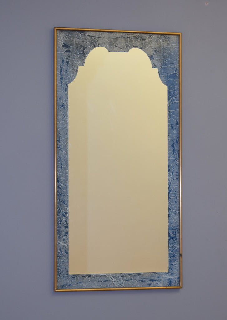 Brass Framed Mirror with Marbled Paper