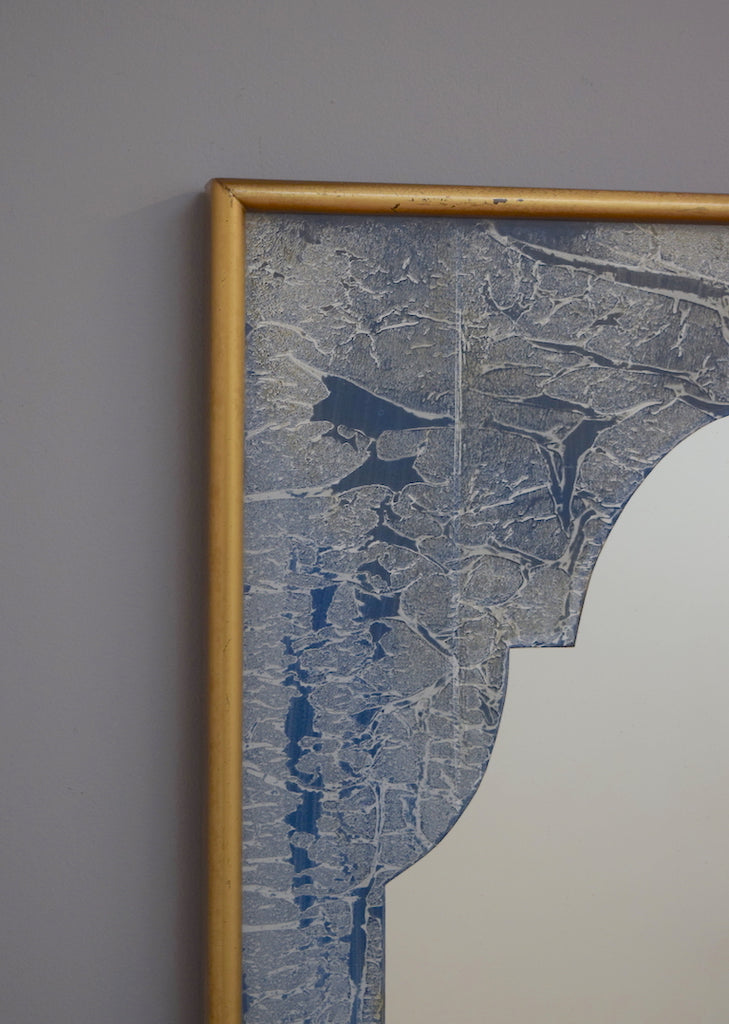Brass Framed Mirror with Marbled Paper