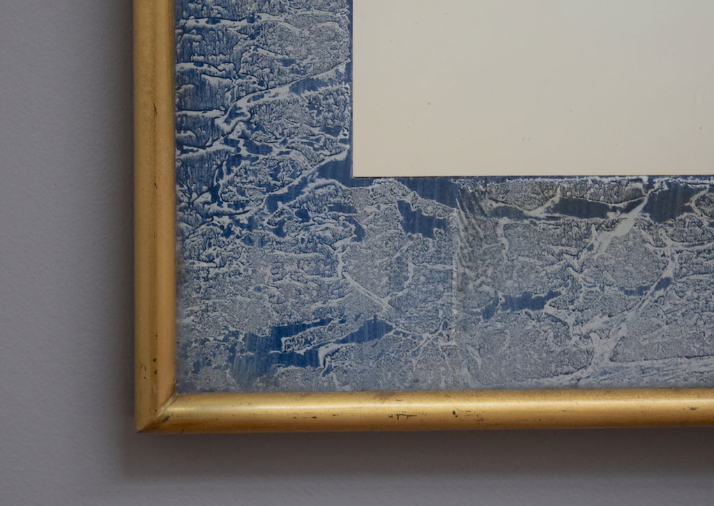 Brass Framed Mirror with Marbled Paper