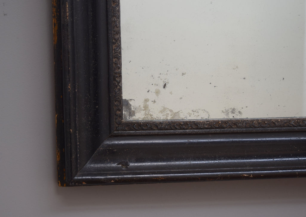 Mid 19th Century French Distressed Ebonised Mirror