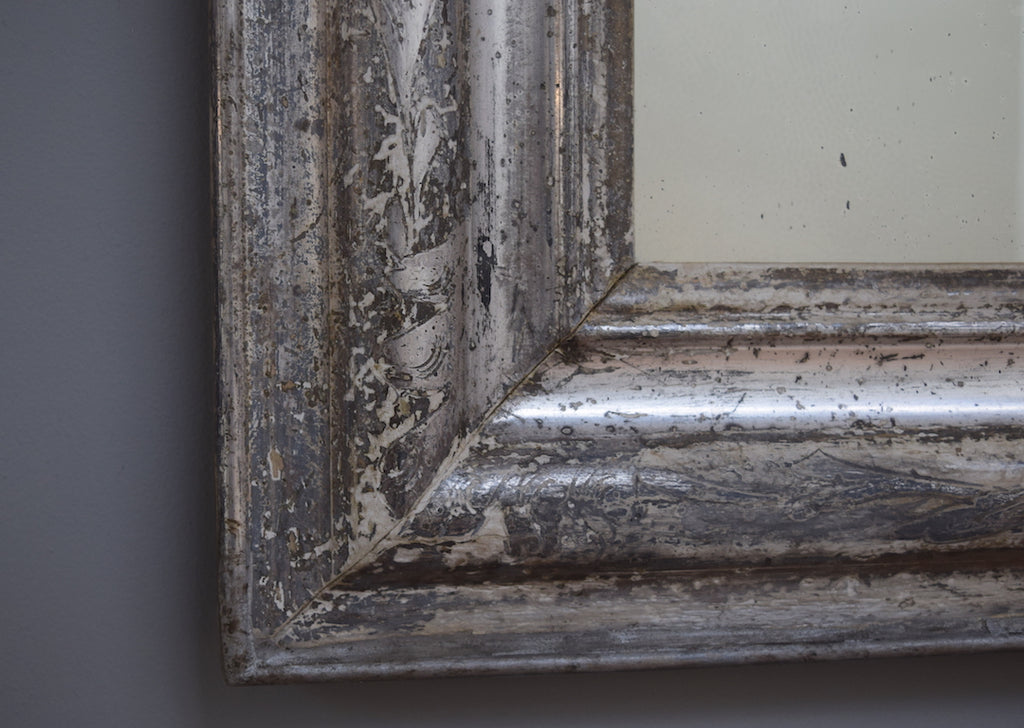 Late 19th Century French Silver Gilt Mirror with Black Bole Undertones